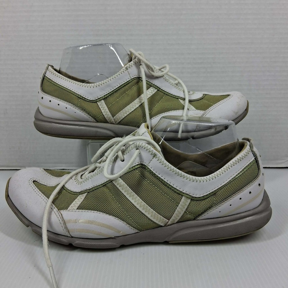 Privo by Clarks Womens 8.5 M White Sage Green Leather Mesh Walking Shoes 75100